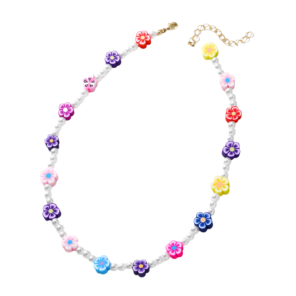 Gracious Girl Pearl Flower Beaded Necklace