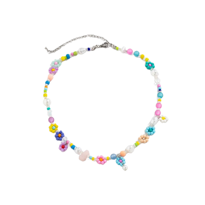 Heart of Gold Flower Beaded Necklace