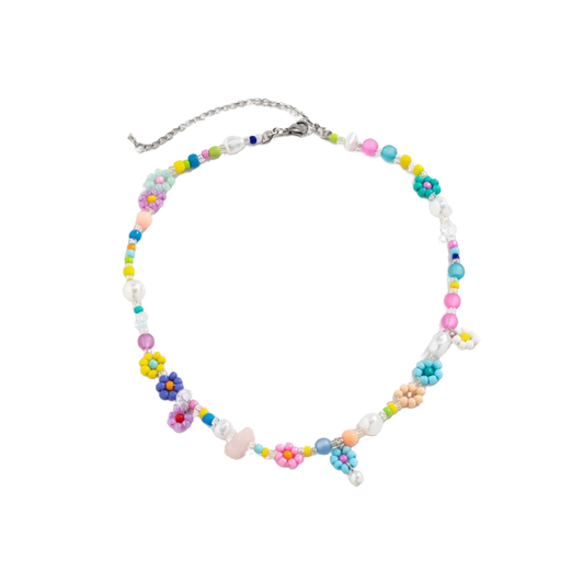 Heart of Gold Flower Beaded Necklace